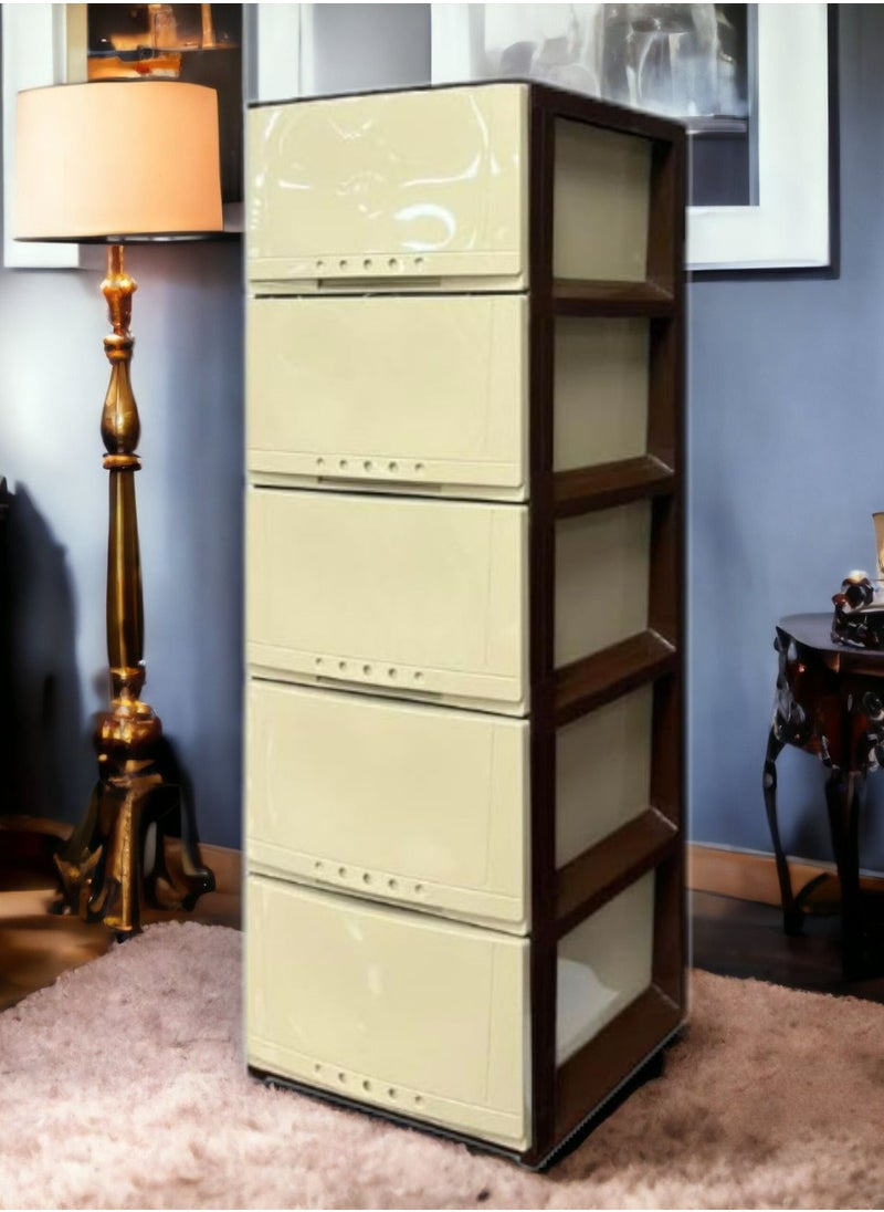 Faller 5-Layer Storage Drawer Cabinet Brown/Beige 42x104x34 cm  - Image 1