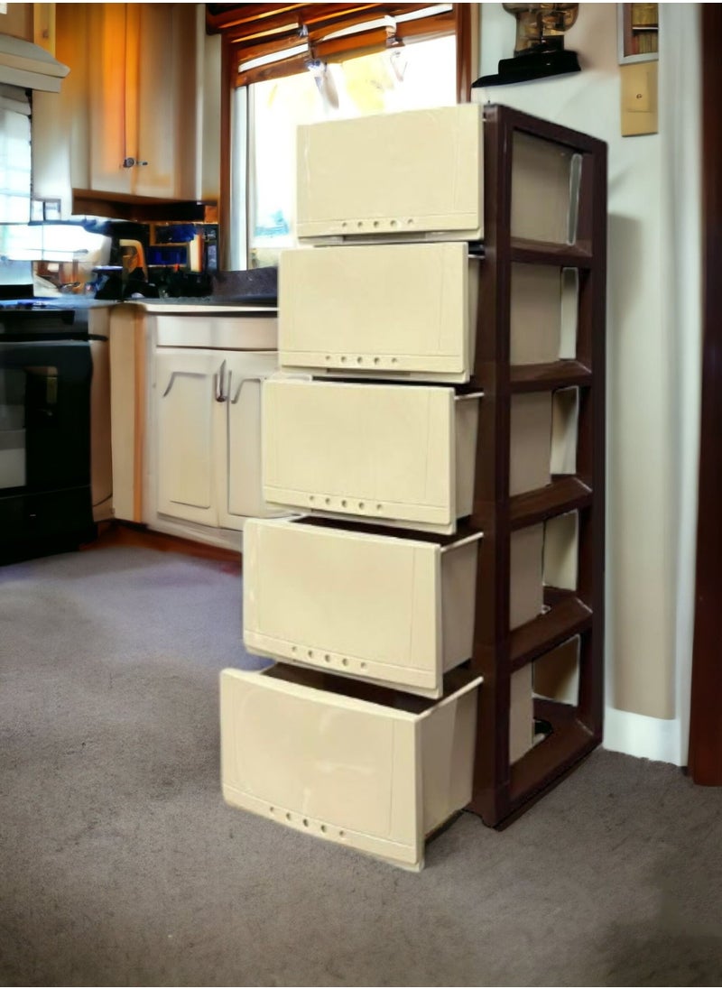Faller 5-Layer Storage Drawer Cabinet Brown/Beige 42x104x34 cm  - Image 2