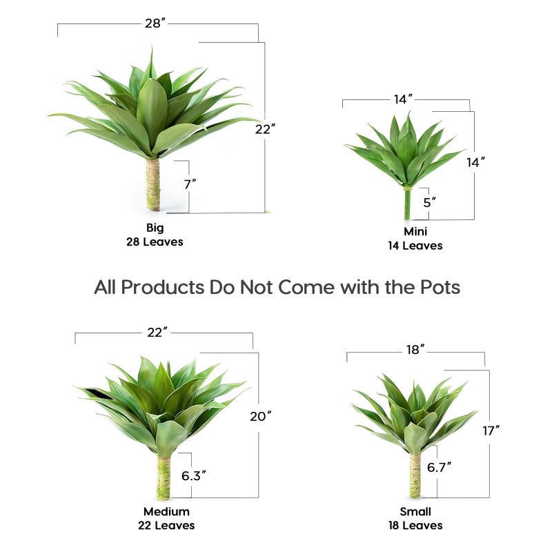Velener Artificial Plant Outdoor Agave - Large Size UV Resistant Fake Agave Plants for Indoor and Outdoor Succulents Decor(28 Inch) - Image 2