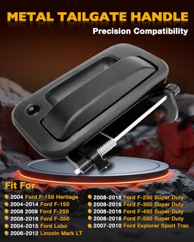 Gledewen Metal Tailgate Handle Compatible with 20042016 Ford F150 F250 F350 F450 F550 Super Duty Explorer Lobo 0612 Lincoln Mark LT Replace 8L3Z9943400AA 79606 Tail Gate Latch Door Handle w Key Hole - Image 3