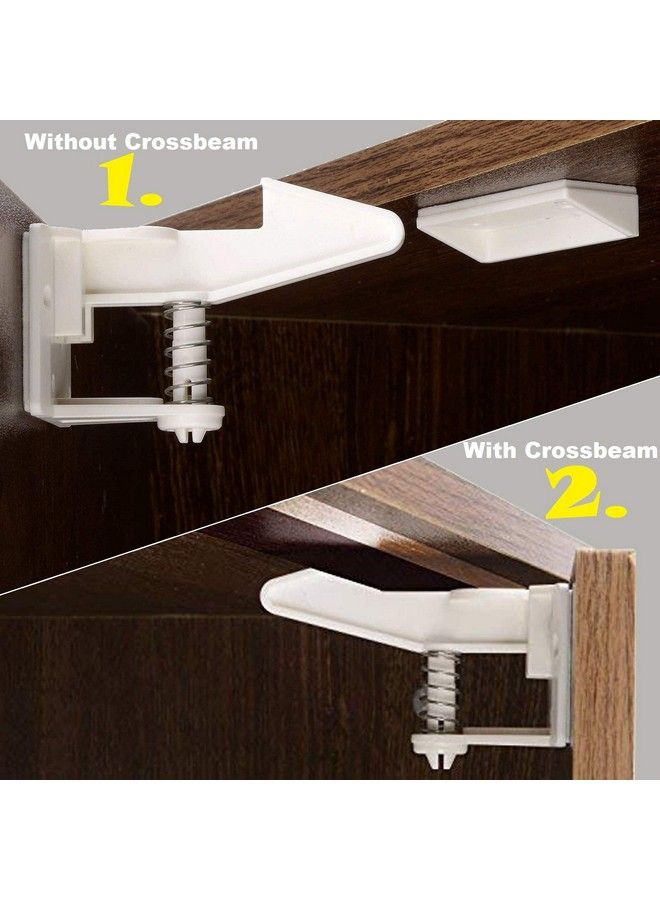 OKEFAN Cabinet Locks Child Safety Latches Okefan 12 Pack Baby Proofing Cabinets Drawer Lock Adhesive Latch For Kids Proof Drawers No Drilling Tools Needed (White) - Image 5