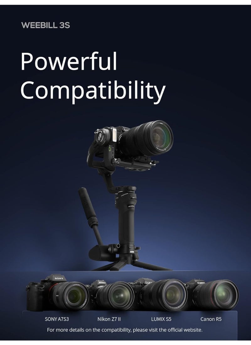 Zhiyun ZHIYUN Weebill 3S Combo [Official] Gimbal Stabilizer for DSLR and Mirrorless Camera Canon/Nikon/Sony/Panasonic/Fujifilm, Native Vertical Shooting,Extendable Sling Grip  - Image 2