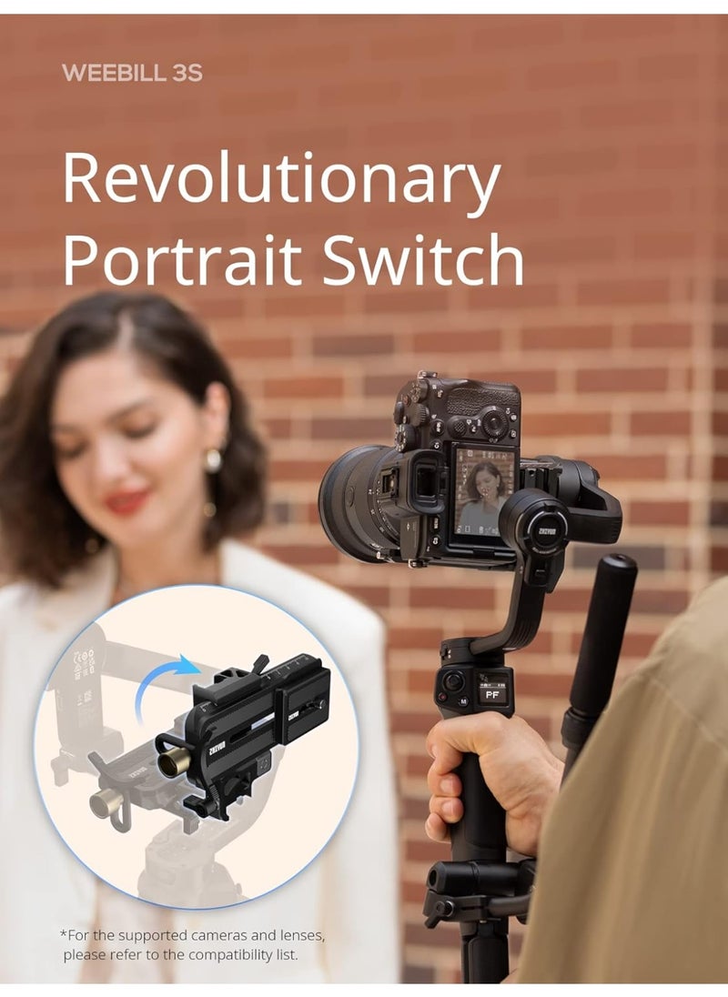 ZHIYUN Weebill 3S Combo [Official] Gimbal Stabilizer for DSLR and Mirrorless Camera Canon/Nikon/Sony/Panasonic/Fujifilm, Native Vertical Shooting,Extendable Sling Grip