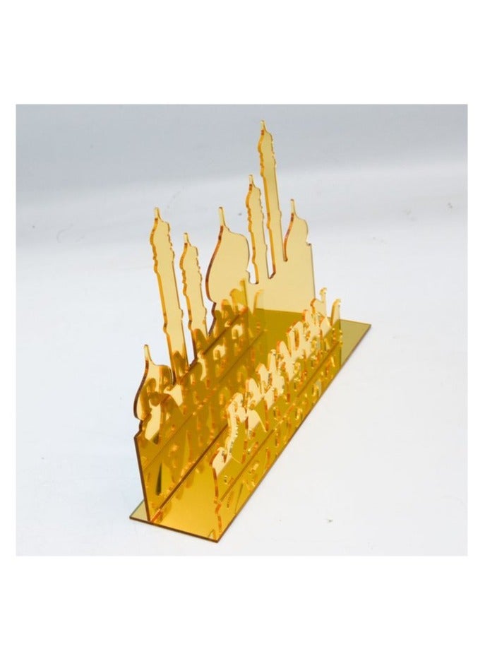 Eworld Exquisite Acrylic Ramadan Tabletop Decor for Home Islamic Lightweight Craft Ornament Featuring Elegant Ramadan Kareem Calligraphy, Perfect Crescent Ornaments for Islamic Parties, Radiant in Gold - Image 4