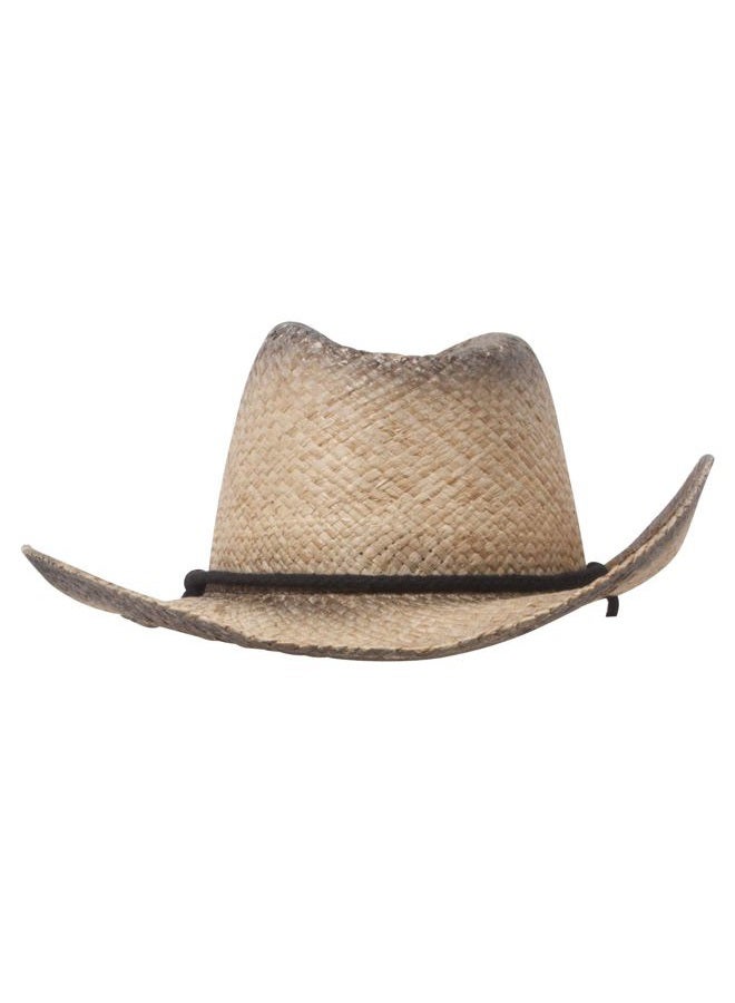 Mega Cap MG Tea Stained Raffia Straw Cowboy Hat - Tan with tint of black - Image 4