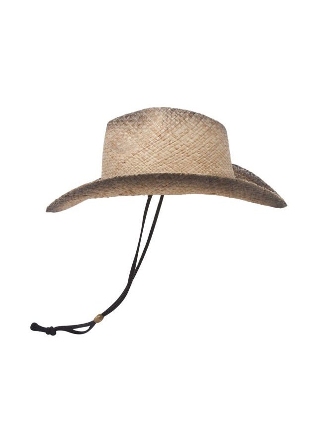 Mega Cap MG Tea Stained Raffia Straw Cowboy Hat - Tan with tint of black - Image 3