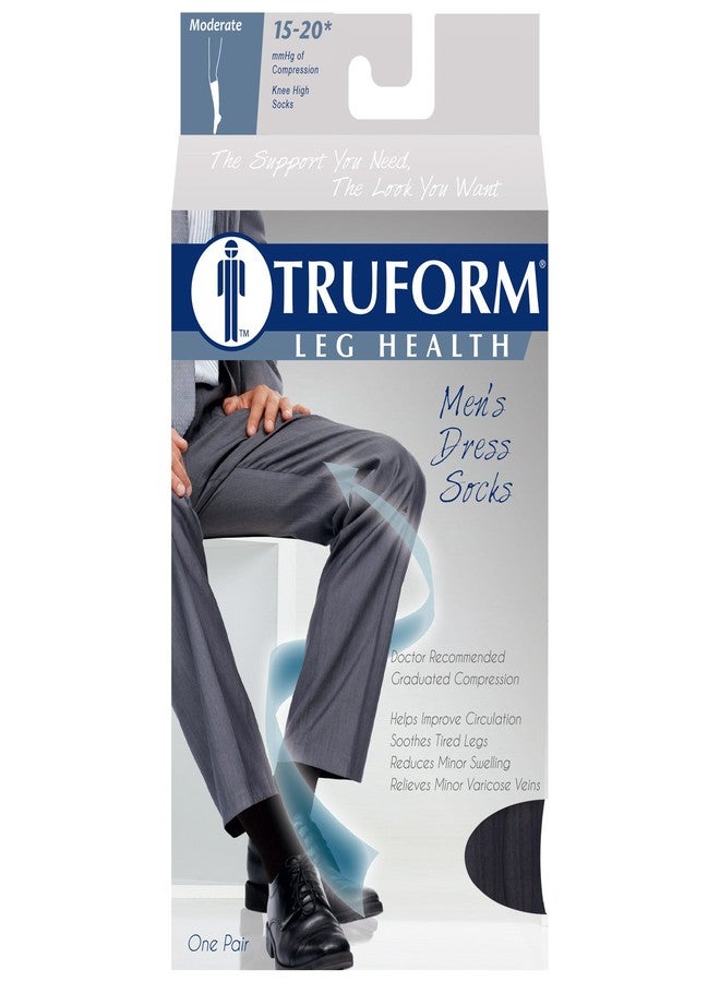 Truform Men's Knee High 15-20 mmHg Compression Dress Socks, Navy, Large (Pack of 2) - Image 3