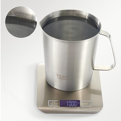 CURTA 18/8 Stainless Steel Measuring Cup with Handle and Pour Lip, Metal Pitcher with Oz and ML marking, 32 OZ/1000 ML- 4 Cup), Heavy-Duty Pitcher - Image 2