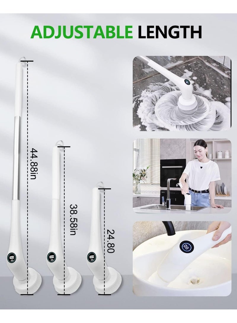 بلو فاير مِقْشَط دوار كهربائي لاسلكي - مِقْشَط قوي بسرعة 580 دورة/دقيقة، مع 6 رؤوس فرش، مقاوم للماء IPX7، عمل مستمر لمدة 90 دقيقة وشاشة عرض LED لتنظيف الحوض، البلاط، الحمام، المطبخ، السيارة والأرضيات - Image 2