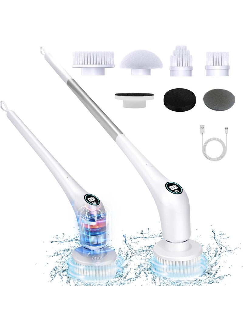 بلو فاير مِقْشَط دوار كهربائي لاسلكي - مِقْشَط قوي بسرعة 580 دورة/دقيقة، مع 6 رؤوس فرش، مقاوم للماء IPX7، عمل مستمر لمدة 90 دقيقة وشاشة عرض LED لتنظيف الحوض، البلاط، الحمام، المطبخ، السيارة والأرضيات - Image 3