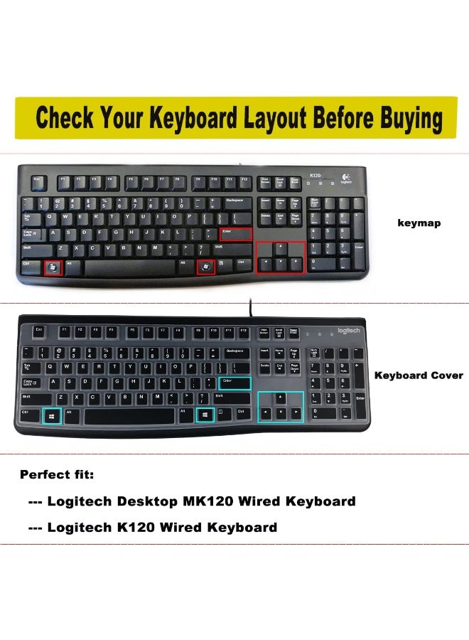 Logitech K120&MK120 Silicone Keyboard Protective Cover Ergonomically Designed Desktop USB Wired Keyboard Waterproof Protection Accessory (Gradient Mint) - Image 2