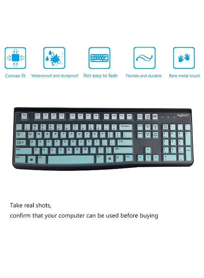 Logitech K120&MK120 Silicone Keyboard Protective Cover Ergonomically Designed Desktop USB Wired Keyboard Waterproof Protection Accessory (Gradient Mint) - Image 3