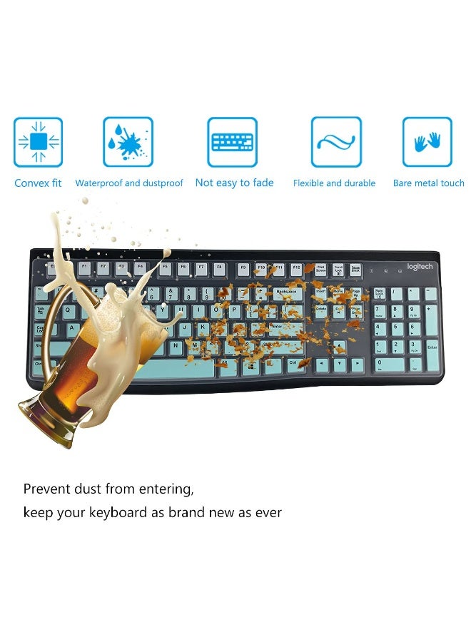 Logitech K120&MK120 Silicone Keyboard Protective Cover Ergonomically Designed Desktop USB Wired Keyboard Waterproof Protection Accessory (Gradient Mint) - Image 4