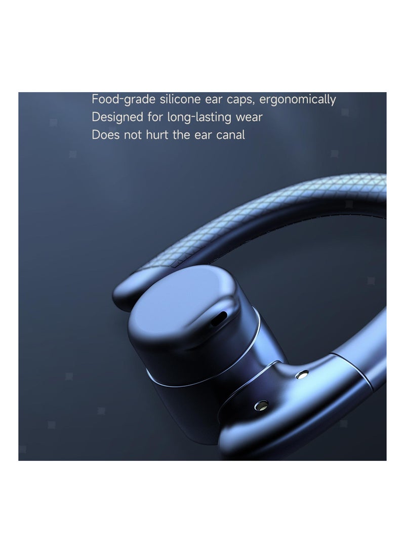 TWS Bluetooth Earphones Wireless Earbuds Built in Mic with Microphone Earhooks for Running (Black) - Image 5