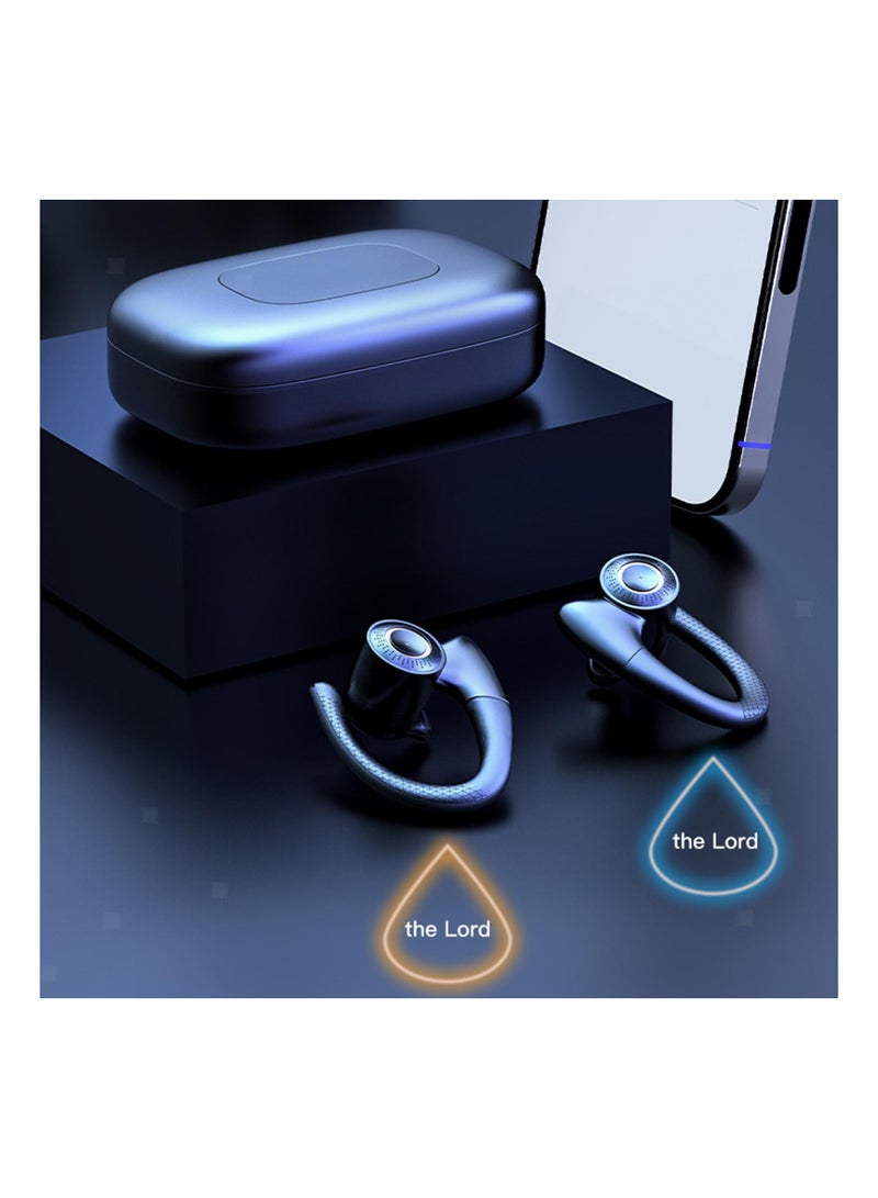 TWS Bluetooth Earphones Wireless Earbuds Built in Mic with Microphone Earhooks for Running (Black) - Image 3