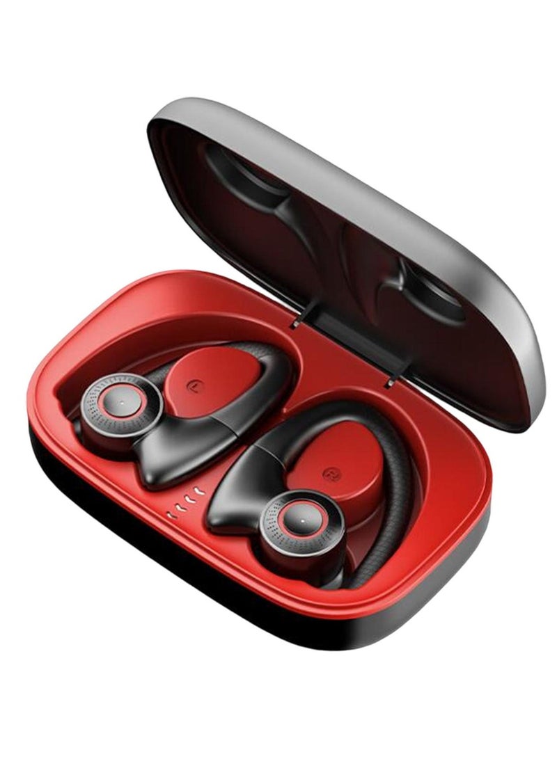 TWS Bluetooth Earphones Wireless Earbuds Built in Mic with Microphone Earhooks for Running (Black) - Image 1