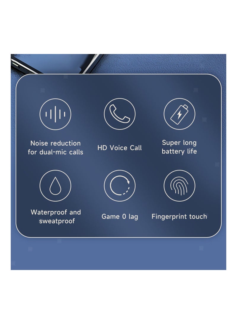 TWS Bluetooth Earphones Wireless Earbuds Built in Mic with Microphone Earhooks for Running (Black) - Image 2