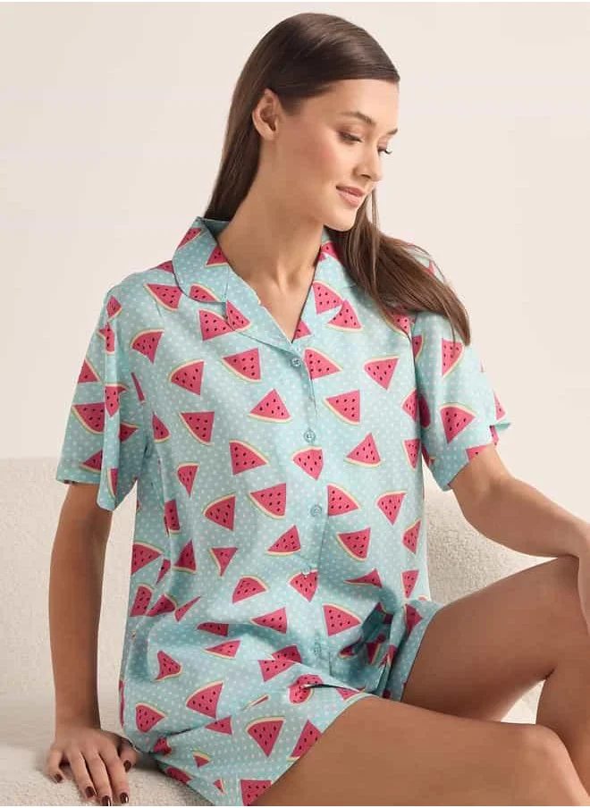 فاف Printed Shirt and Shorts Set