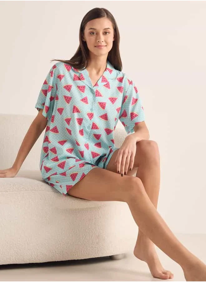 فاف Printed Shirt and Shorts Set