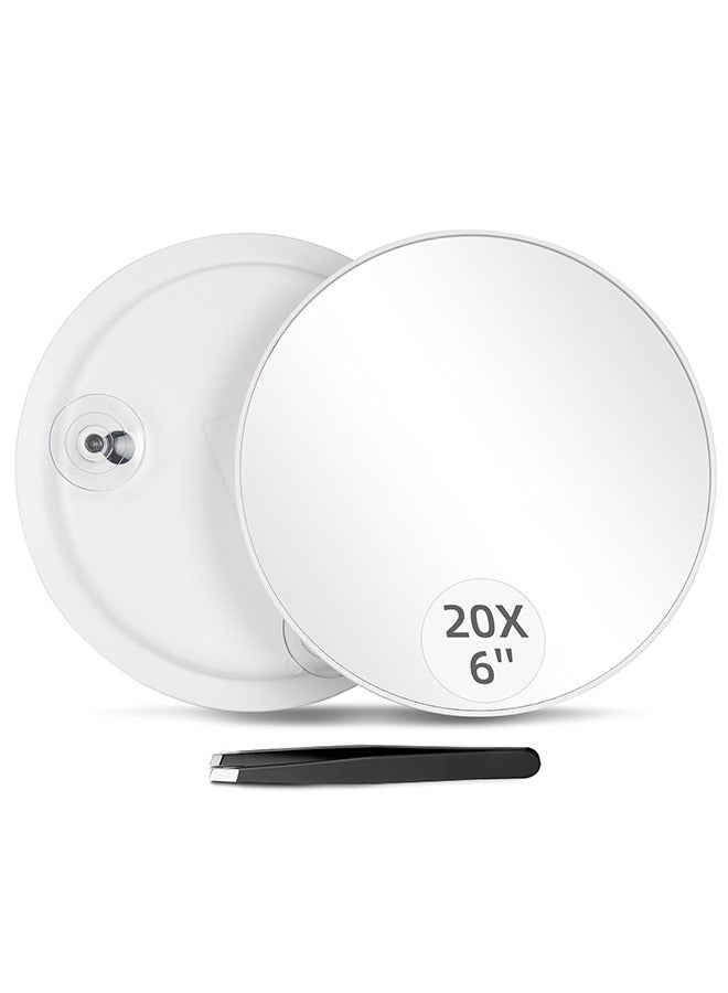 اتش واي مرآة مكبرة 20X ، مرآة مكبرة صغيرة مع كوب شفط وملاقط ، كمرآة متحركة للسفر ، مجموعة مرآة مدمجة لنتف الحواجب 3.5 بوصة - Image 1