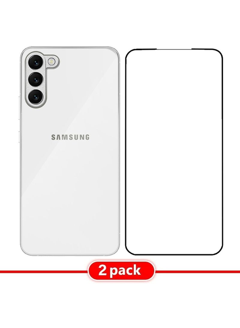 CATANES عبوتان لجهاز سامسونج جالكسي S23 غلاف لامع صلب مطلي بالكهرباء وواقي شاشة حماية الكاميرا مضاد للصدمات ضد السقوط أبيض - Image 1