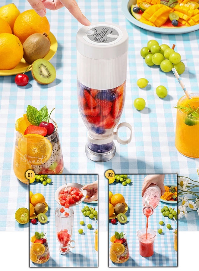 خلاط محمول صغير قابل لإعادة الشحن عبر USB، خلاط شخصي صغير للميلك شيك والعصائر، عصارة فواكه وخضراوات كهربائية، كوب عصير خضراوات محمول صغير للمنزل - Image 5