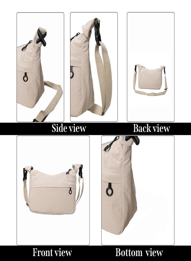 RarePicks Crossbody Sling Bags for Women | Adjustable Strap Half Moon Sling Bag, Water Resistant Crescent Crossbody Travel Purse, Stylish Fanny & Waist Handbag (Beige) - Image 4