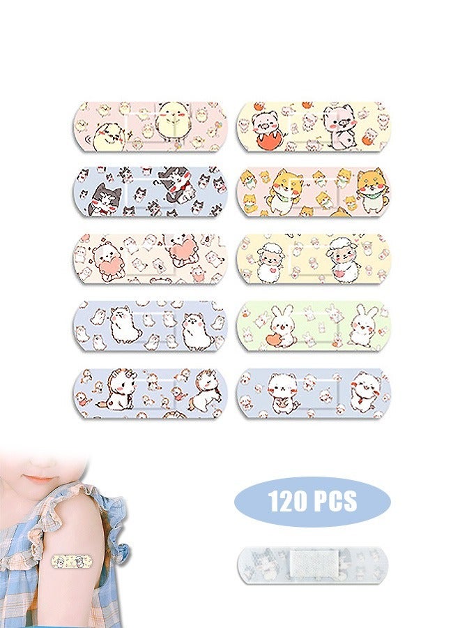 120 Pcs Cartoon Bandages Strips Band Aid, PE Material Hemostatic Waterproof Adhesive Bandages Strips Combination Pack, Cuts Scrapes First Aid Bandages for Family (Colorful) - Image 1