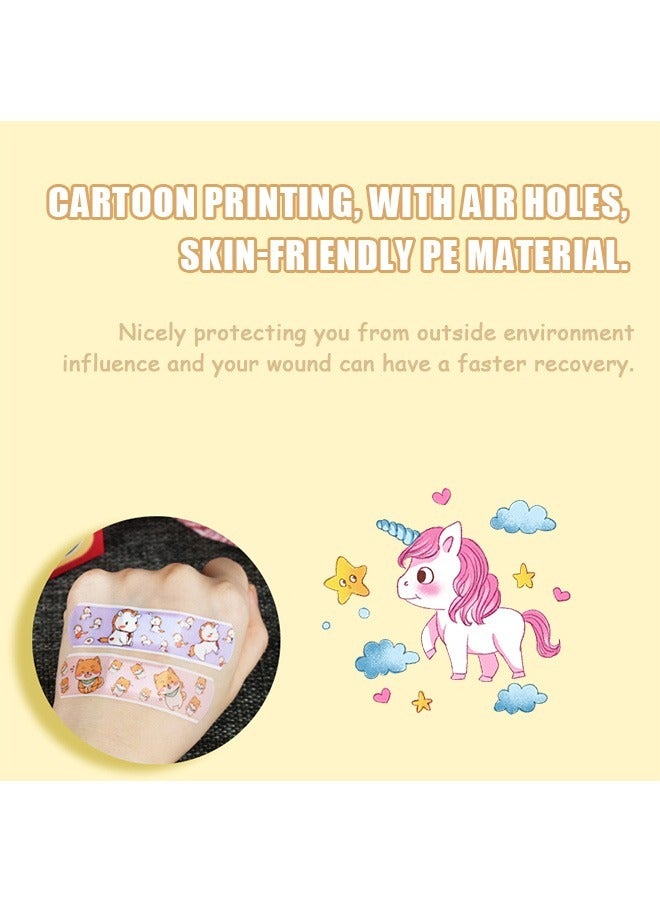 120 Pcs Cartoon Bandages Strips Band Aid, PE Material Hemostatic Waterproof Adhesive Bandages Strips Combination Pack, Cuts Scrapes First Aid Bandages for Family (Colorful) - Image 3