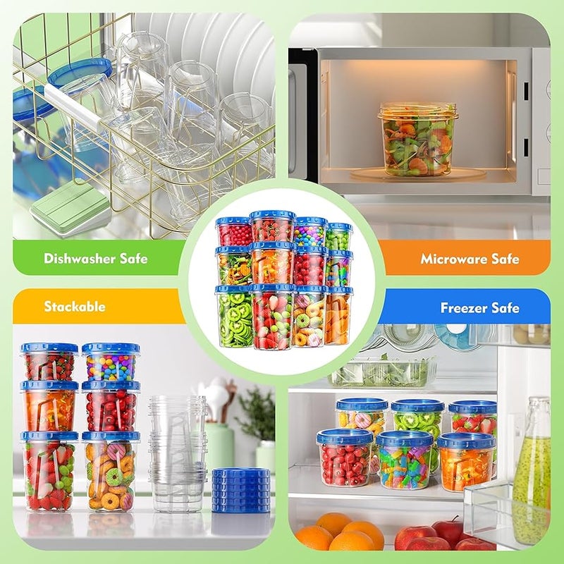 BiuLeon 12 Pack- 34/24/17oz Freezer Storage Containers, Plastic Food Storage Containers with Twist Top Lids, BPA Free and Reusable Soup Containers with Lids, Leakproof/Microwave/Dishwasher Safe - Image 4