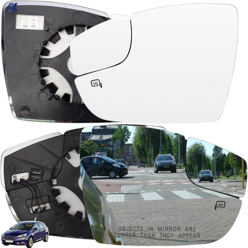 demulax Heated Convex Side Mirror Glass for Ford Focus 2012-2018 - Image 2