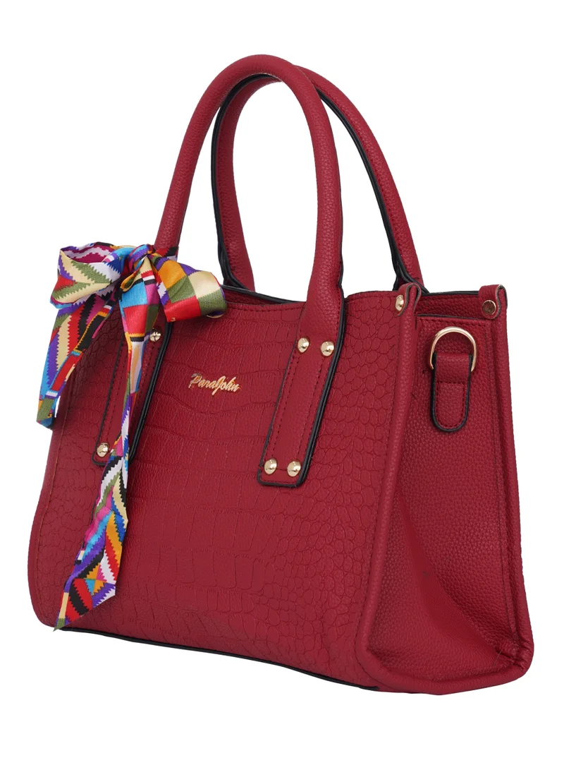 بارا جون حقيبة نسائية Para John – شنطة يد جلد صناعي مع حزام كتف قابل للإزالة وشال أنيق