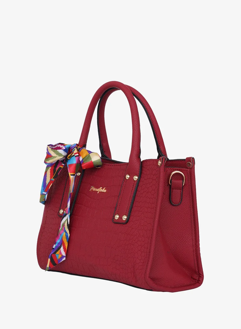 بارا جون حقيبة نسائية Para John – شنطة يد جلد صناعي مع حزام كتف قابل للإزالة وشال أنيق