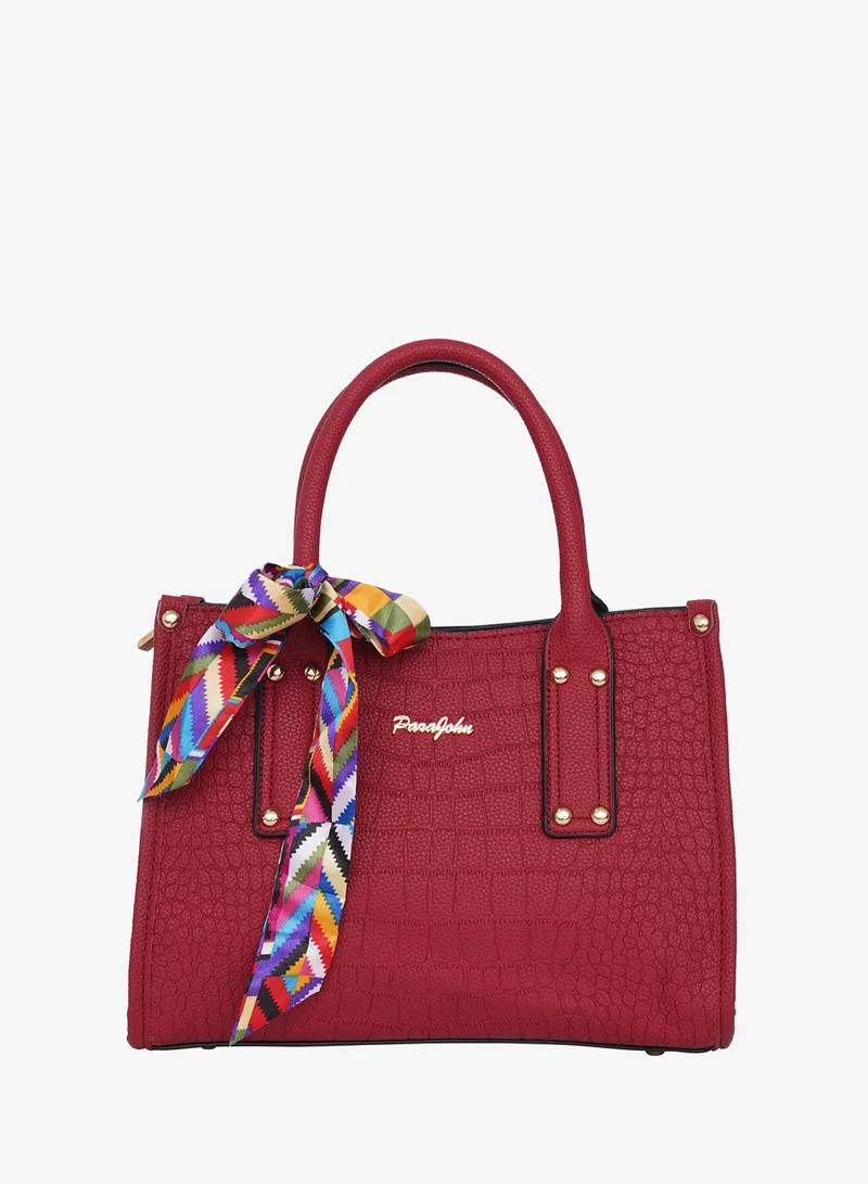 بارا جون حقيبة نسائية Para John – شنطة يد جلد صناعي مع حزام كتف قابل للإزالة وشال أنيق