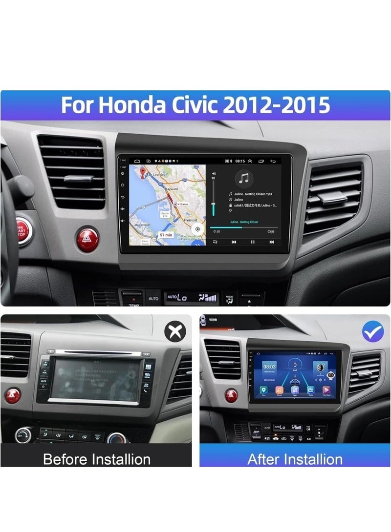 RAYMOS Android Car Stereo For Honda Civic 2012-2015 4GB RAM Support Apple Carplay Android Auto Wireless QLED Touch Screen Fast Interface Quick Boot AHD Camera Included SIM Card Bluetooth USB Video  - Image 3