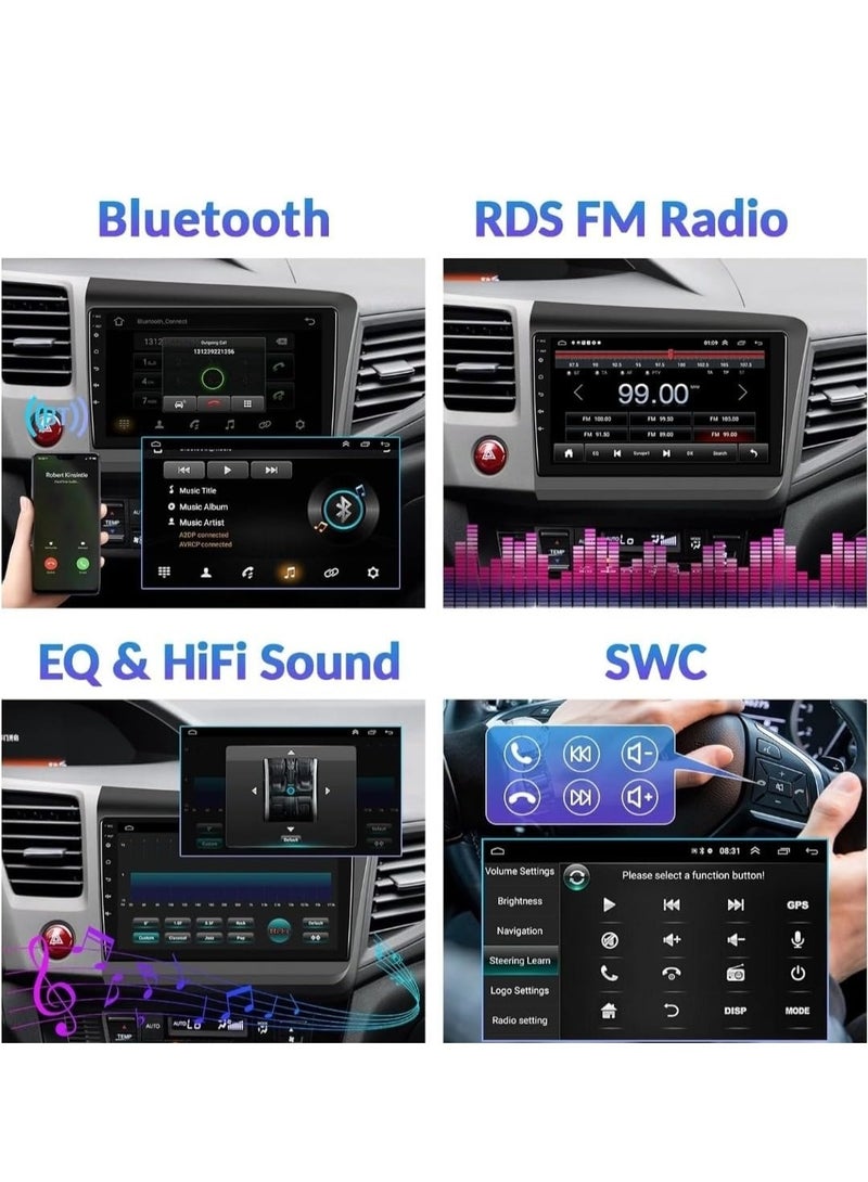 RAYMOS Android Car Stereo For Honda Civic 2012-2015 4GB RAM Support Apple Carplay Android Auto Wireless QLED Touch Screen Fast Interface Quick Boot AHD Camera Included SIM Card Bluetooth USB Video  - Image 5