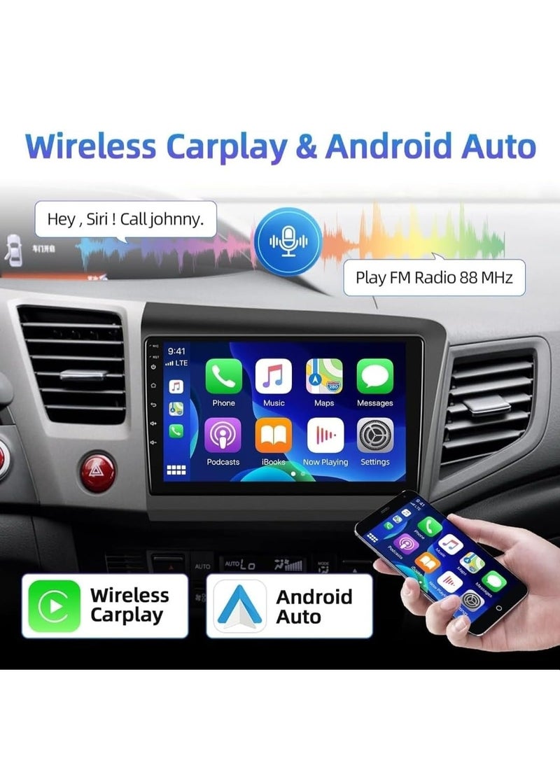 RAYMOS Android Car Stereo For Honda Civic 2012-2015 4GB RAM Support Apple Carplay Android Auto Wireless QLED Touch Screen Fast Interface Quick Boot AHD Camera Included SIM Card Bluetooth USB Video  - Image 2