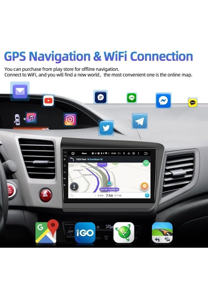 RAYMOS Android Car Stereo For Honda Civic 2012-2015 4GB RAM Support Apple Carplay Android Auto Wireless QLED Touch Screen Fast Interface Quick Boot AHD Camera Included SIM Card Bluetooth USB Video  - Image 4
