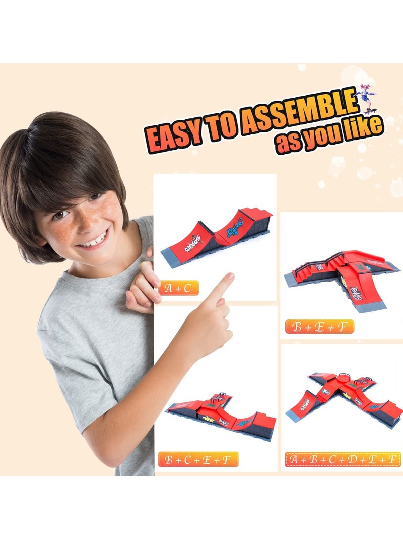 Excefore - Finger Skateboard Ramp Set, Mini Finger Skateboard and Ramp Accessories Set, Props Deck Track Ultimate Park Set, Ramps Fingerskate Toy Set for Kids Birthday Gift (D) - Image 1