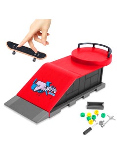 Finger Skateboard Ramp Set, Mini Finger Skateboard and Ramp Accessories Set, Props Deck Track Ultimate Park Set, Ramps Fingerskate Toy Set for Kids Birthday Gift (D)