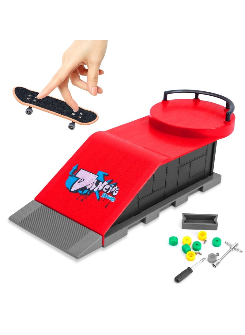 Excefore - Finger Skateboard Ramp Set, Mini Finger Skateboard and Ramp Accessories Set, Props Deck Track Ultimate Park Set, Ramps Fingerskate Toy Set for Kids Birthday Gift (D) - Image 1