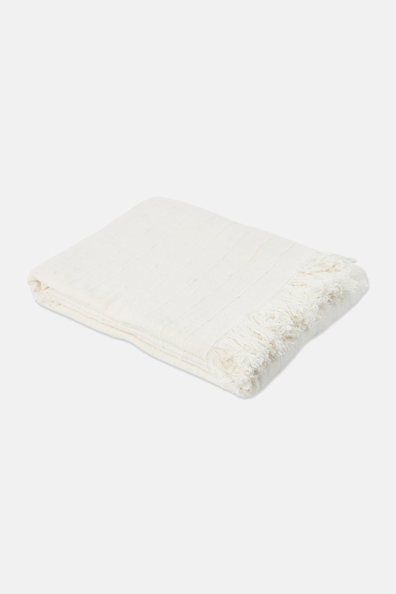 Bebe Home Cotton Textured Throw Blanket, Off White - Image 2