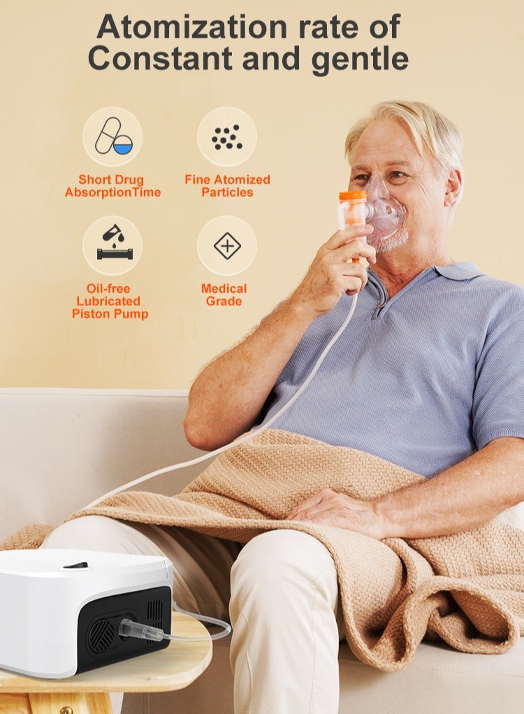 صحة كير جهاز استنشاق ضاغط متقدم للبالغين والأطفال – محمول وصامت لعلاج الربو والسعال ونزلات البرد – رذاذ سريع للعلاج – معتمد - Image 3