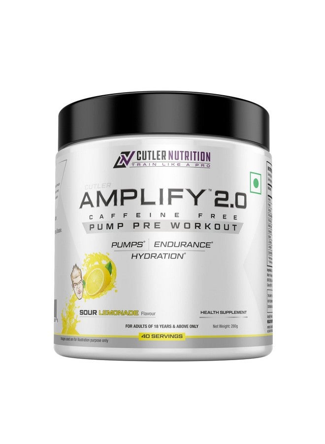 Cutler Nutrition Cutler Nutrition Amplify - Caffeine Free Pre Workout for Men and Women | Stimulant Free, Arginine, Coconut Water, and L-Citrulline, 40 servings (Sour Lemonade) | 300g  - Image 1