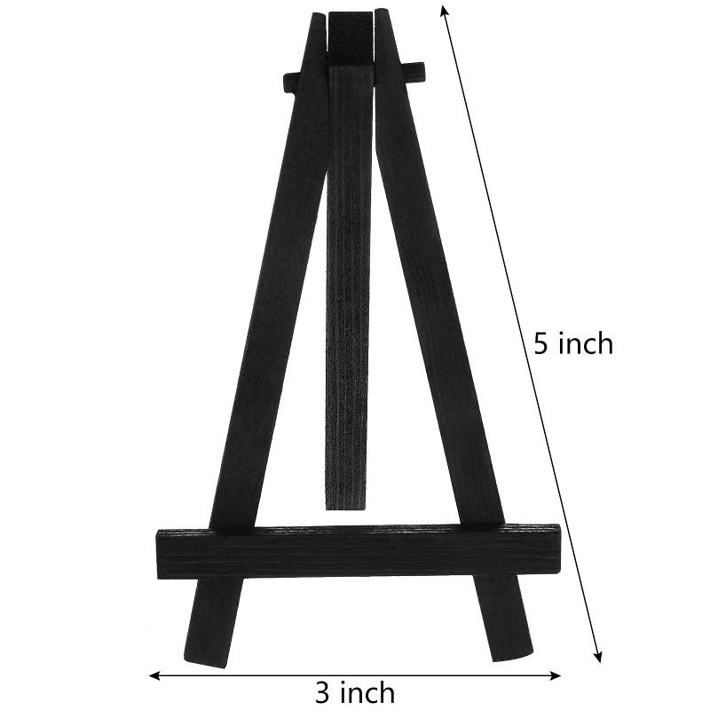 Chuangdi 12 Pieces 5 Inch Mini Wood Display Easel  Holder For Small Canvases  Cards  Photos  Notices  Etc. (Black) - Image 2