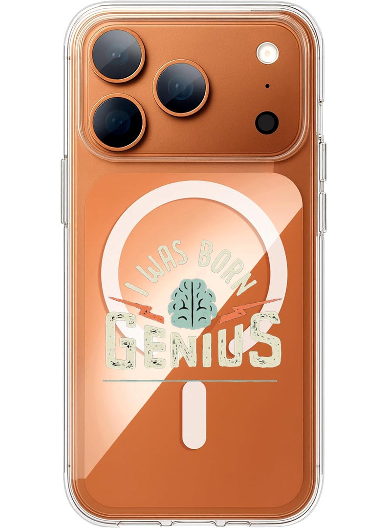 Theodor Magnetic Case for Apple iPhone 17 Pro Compatible with MagSafe Wireless Charging, Shockproof Phone Bumper Cover - Born Genius - White - Image 1