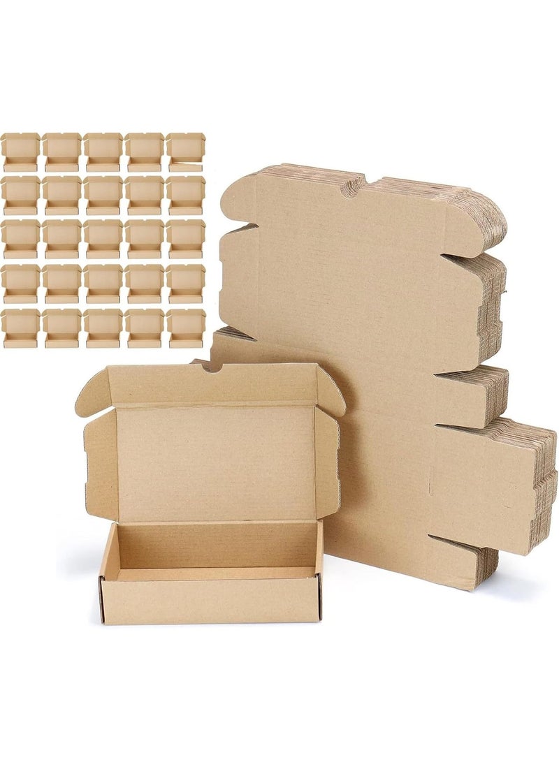 25 قطعة من صناديق الشحن والتخزين - صناديق كرتون مموجة صغيرة ومتينة وموفرة للمساحة للتعبئة والتغليف وتقديم الهدايا والتخزين والأعمال التجارية الصغيرة (10.2 × 10.2 × 5.1 سم) - Image 1