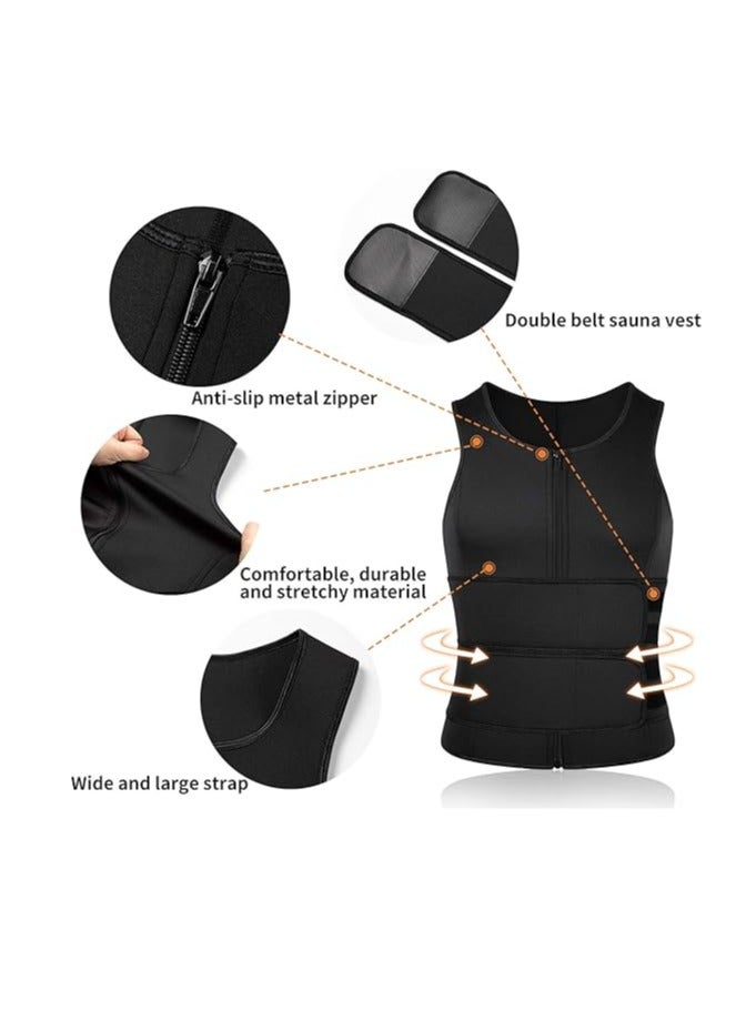 DAILYLIFE Men Neoprene Sauna Zipper Waist Trainer Vest Tank Top Trimmer Body Shaper - XXL - Image 2