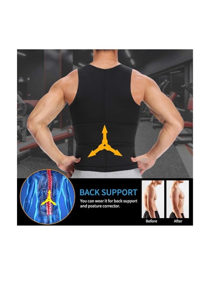 DAILYLIFE Men Neoprene Sauna Zipper Waist Trainer Vest Tank Top Trimmer Body Shaper - XXL - Image 3