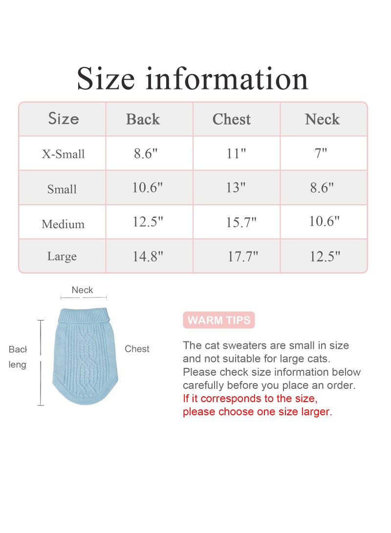 Warm Knitted Cat Sweater Turtleneck, Sleeveless Winter Outfit for Cats & Small Dogs, Sky Blue S - Cozy Kitten Clothes for Cold Season  - Image 3